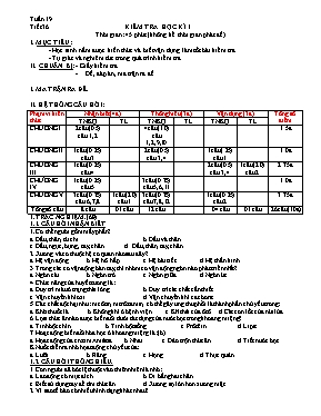Đề kiểm tra học kì I môn Sinh học khối 8
